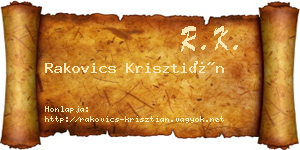 Rakovics Krisztián névjegykártya